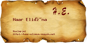Haar Eliána névjegykártya